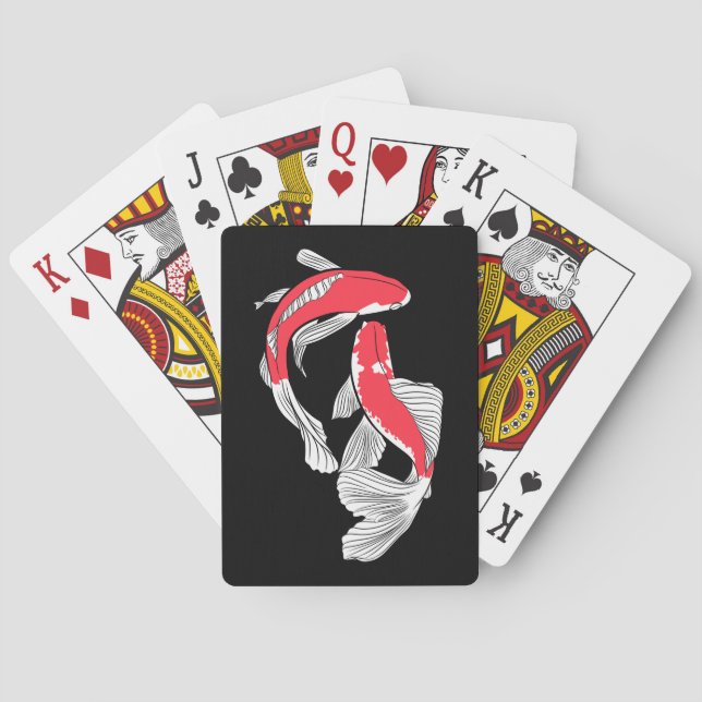 Ehepaar von rotem japanischem Koi Spielkarten (Rückseite)