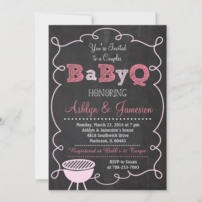 Ehepaare BabyQ GRILLEN Baby Shower Einladung (Vorderseite)