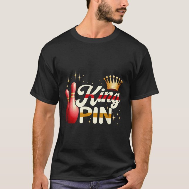 Ehepaare Bowler League Bowling King Button Trading T-Shirt (Vorderseite)