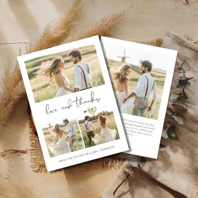 Ehepaare Dusche Liebe & Dank 4 Foto Bridal Dankeskarte (Von Creator hochgeladen)