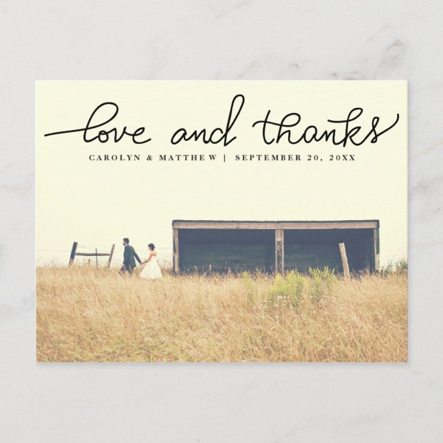 Ehepaare Foto Hochzeit Liebe und Dank handschriftl Postkarte (Vorderseite)