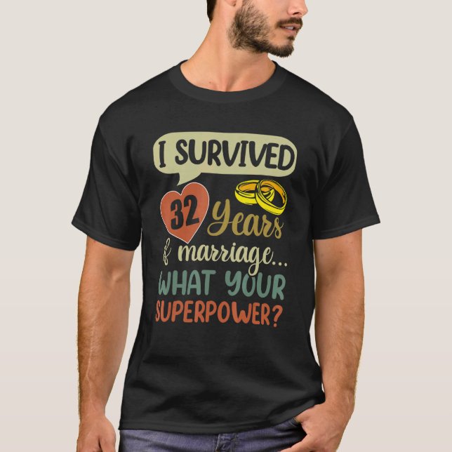 Ehepaare zum 32. Ehejubiläum Ich überlebte 32 Y T-Shirt (Vorderseite)