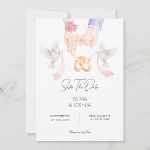 Ehepaarring mit Vögeln sanft elegante Hochzeit Save The Date