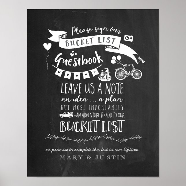 Eheposter Gästebuch Bucketlist (Vorne)