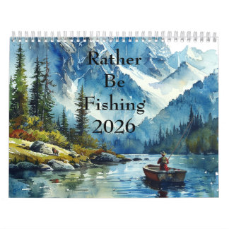 Eher beim Angeln Wasserfarben-Wandkalender (2026) Kalender