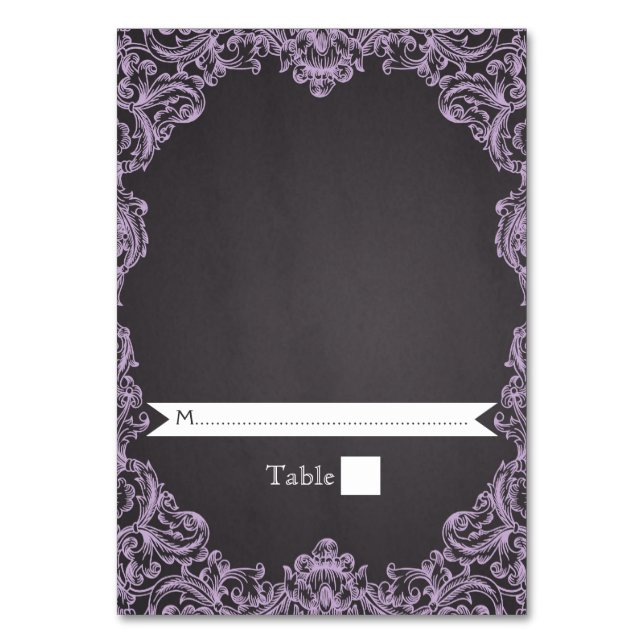 Ehereskortkarte für Lavendel- und Chalkboard-Rahme Tischnummer (Vorderseite)