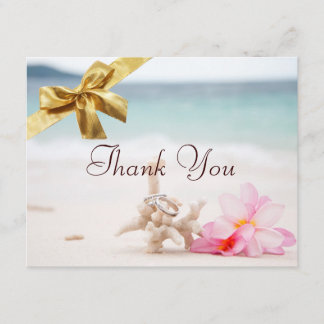 Eheringe auf dem Strand danken Ihnen Card2 Dankeskarte