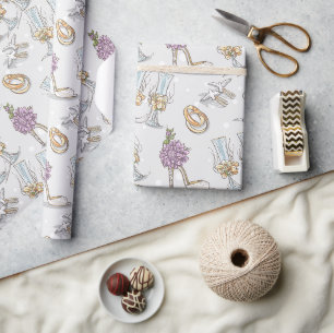 Eheringe und Champagner  Geschenkpapier