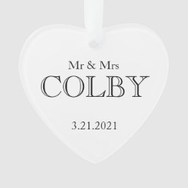 Eheschließung MR&MRS. NAMENDATUM VERSE Liebe Sake  Ornament