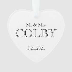 Eheschließung MR&MRS. NAMENDATUM VERSE Liebe Sake  Ornament