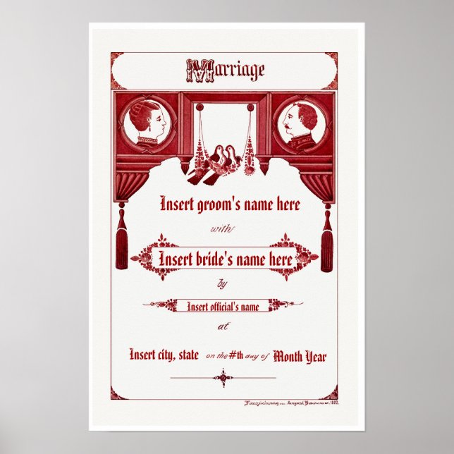 Eheschließungsaufzeichnung Antique/Vintage Poster (Vorne)