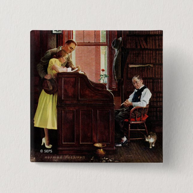 Eheschließungslizenz von Norman Rockwell Button (Vorderseite)