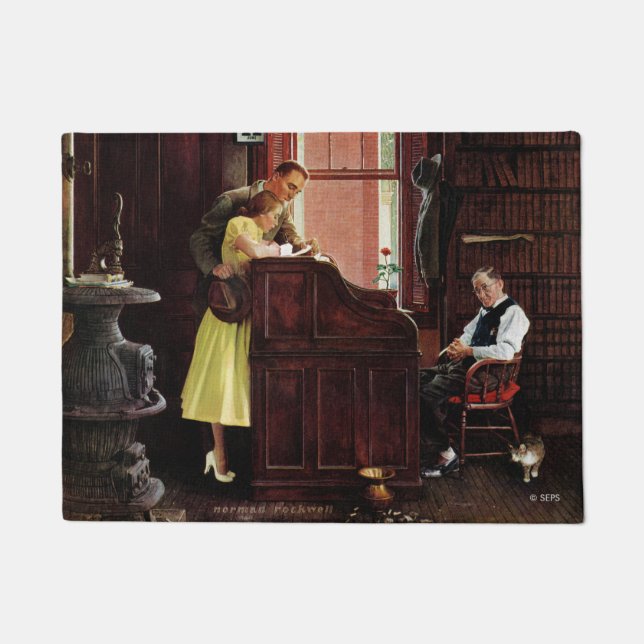 Eheschließungslizenz von Norman Rockwell Fußmatte (Vorderseite)