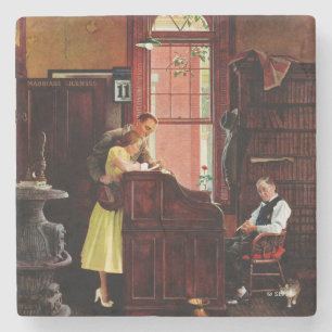 Eheschließungslizenz von Norman Rockwell Steinuntersetzer