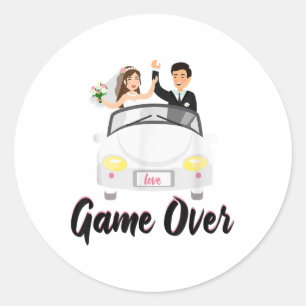 Eheschließungsspiel über Hochzeitvorschlag Verlobu Runder Aufkleber