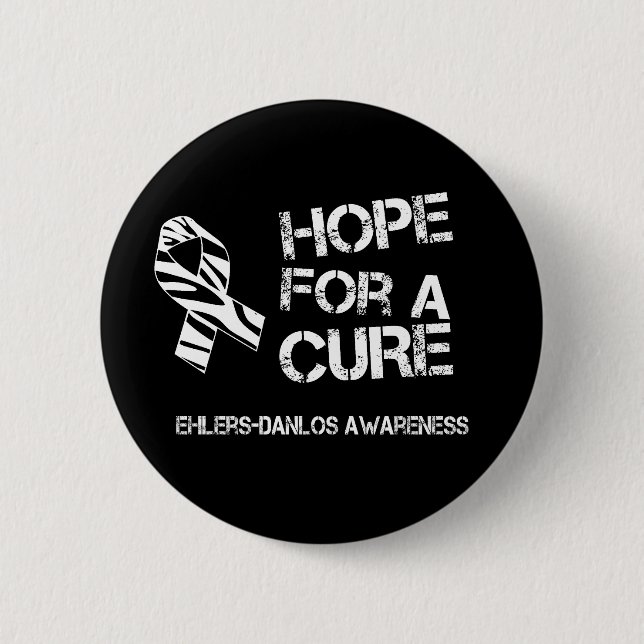 Ehlers-Danlos Hoffnungzebra-Streifen-Band-Knopf Button (Vorderseite)