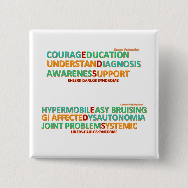 Ehlers Danlos Symptom u. Inspirieren des Button (Vorderseite)
