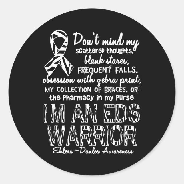Ehlers Danlos Syndrome (EDS) Warrior Runder Aufkleber (Vorderseite)