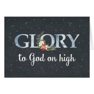 Ehre an Gott über Hochweihnachtspoinsettia auf Sch