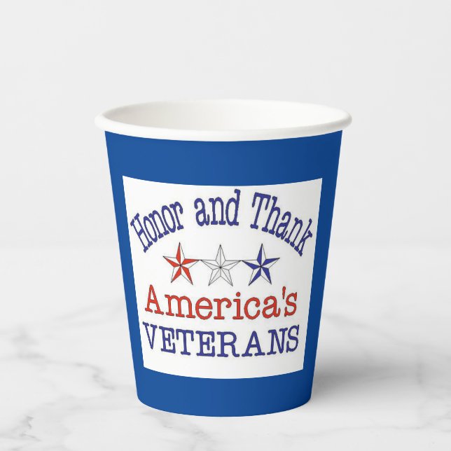 Ehre danke amerikanischen Veteranen Pappbecher (Vorderseite)