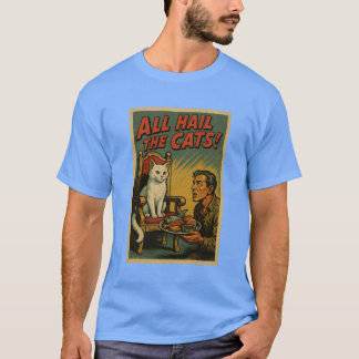 Ehre den Katzen Retro-Comic-Stil Lustiger Katzenpo T-Shirt