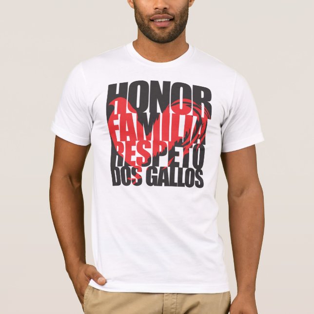 Ehre| Familia| Rückstellung| Dos Gallos Rooster te T-Shirt (Vorderseite)