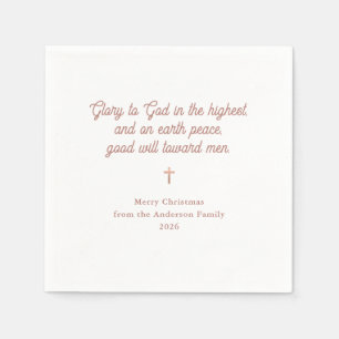 Ehre sei Gott Faux-Roségold-Optik Weihnachten Serviette