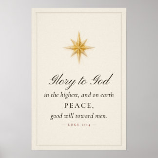 Ehre sei Gott in der Höhe Lukas 2,14 Weihnachten Poster