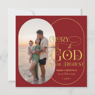 Ehre sei Gott Religiös 2 Foto-Script Christian Feiertagskarte