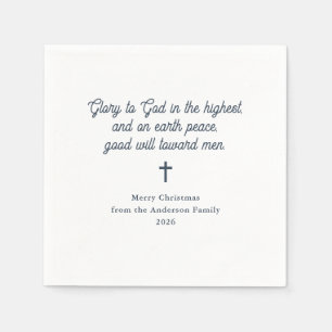 Ehre sei Gott Weiße und marineblaue Weihnachten Serviette