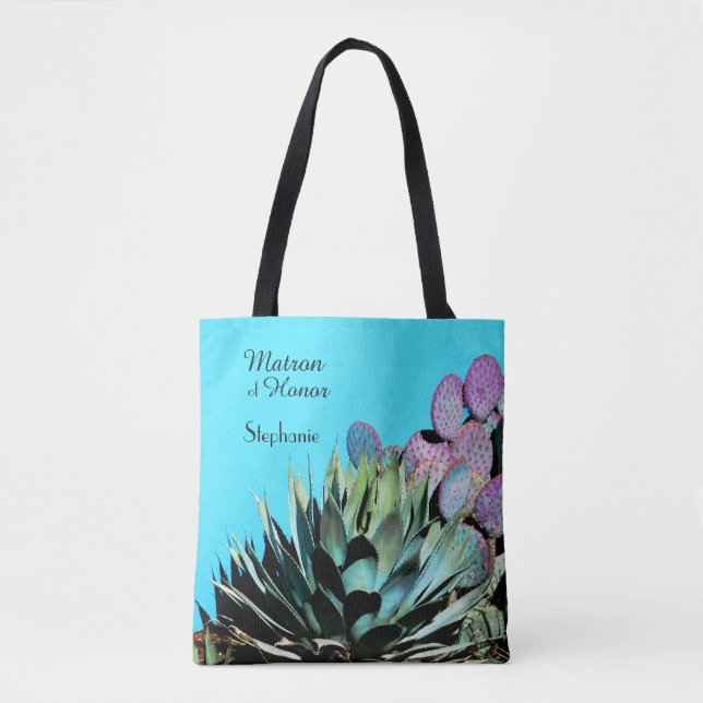 Ehrenmatron, Agave & Cactus Personalisiert Name Tasche (Vorderseite)