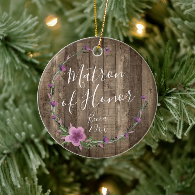 Ehrenmatron des Personalisierten Rustikalen Blumen Keramik Ornament (Baum)
