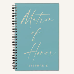 Ehrenmatron Minimalistischen Aquamarinen Personali Notizbuch