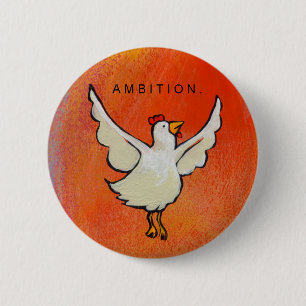 Ehrgeiz-Huhnknopfspaß-Fliegenvogelkunst Button