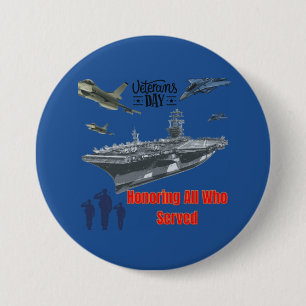 Ehrung der mächtigen Militärmacht in tiefem Blau Button