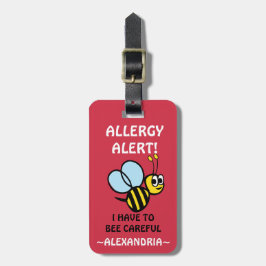 Ei-Allergie-Alarm-Hummel-personalisiertes Rot Gepäckanhänger