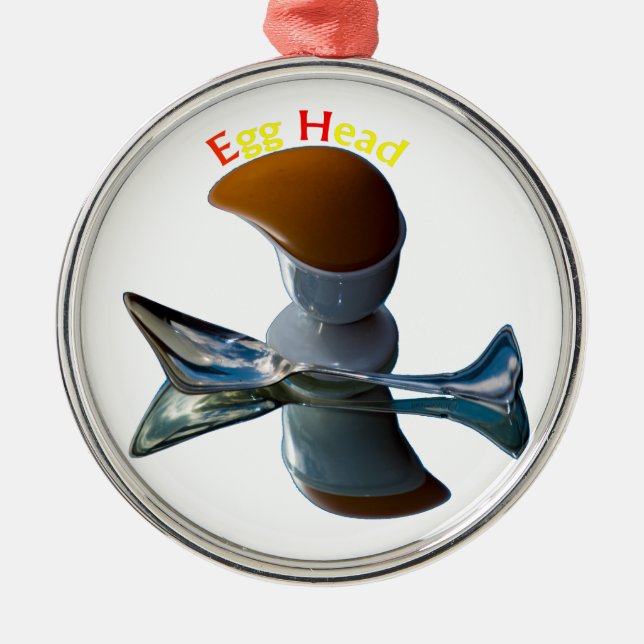 Ei Head Quirky Designs Silbernes Ornament (Vorne)