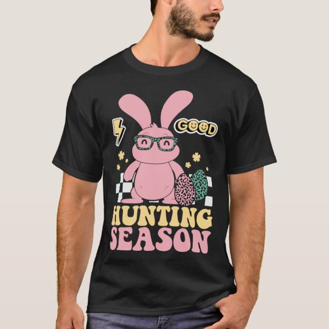 Ei Jagd Jahreszeit Bunny Kids Adults Retro Groovy T-Shirt (Vorderseite)