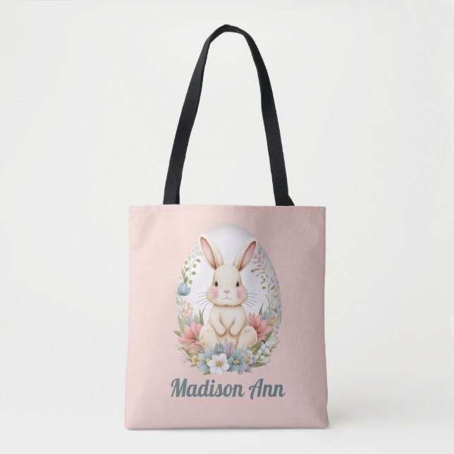 Ei Jagen Personalisiert Ostern Bunny Kids Tote Tas Tasche (Vorderseite)