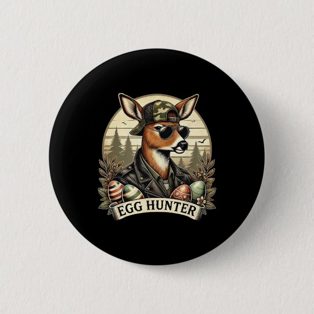 Ei Jäger Hirsch Bock Byckward Kappe Hirschjagd Ost Button (Vorderseite)