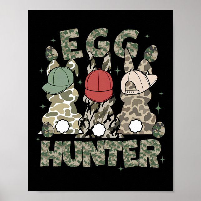 Ei Jäger Hirsch Bock Tarnkappe Hirsch Jagd Ostern  Poster (Vorne)