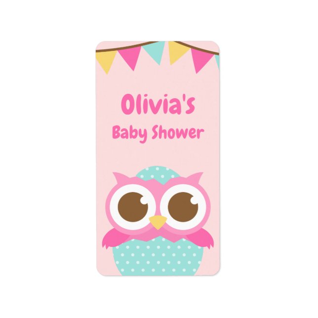 Ei Pink Baby Girl Dusche Party Labels Adressaufkleber (Vorne)