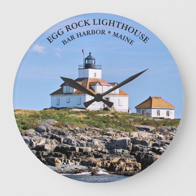 Ei Rock Lighthouse, Bar Harbour Maine Runduhr Große Wanduhr (Vorderseite)