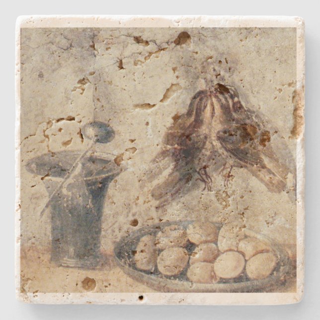 Ei-und Geflügel-Stillleben von Pompeji Steinuntersetzer (Vorderseite)