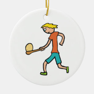 Ei- und Löffelrennen Keramik Ornament