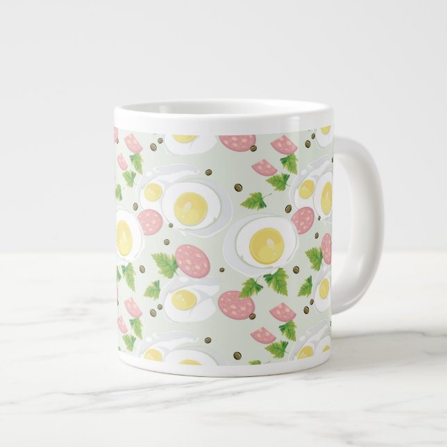 Ei-und Wurst-Muster Jumbo-Tasse (Vorderseite Rechts)