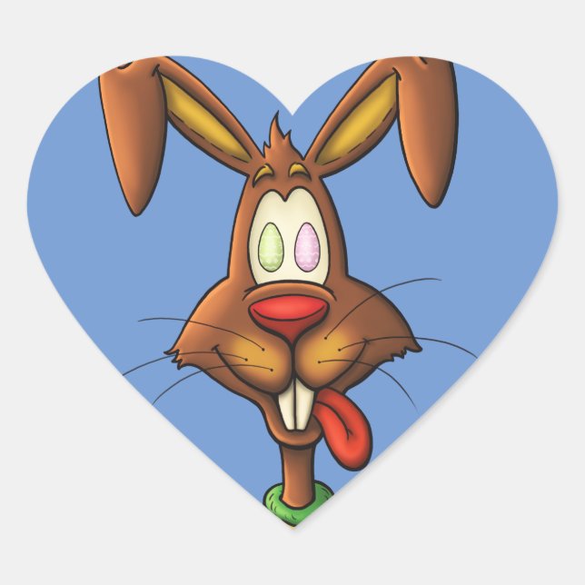 Ei-verrückter Ostersonniger Cartoon zeichnend Herz-Aufkleber (Vorderseite)