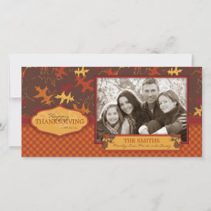 Eiche-Blätter in Herbstfarben für Erntedank Feiertagskarte