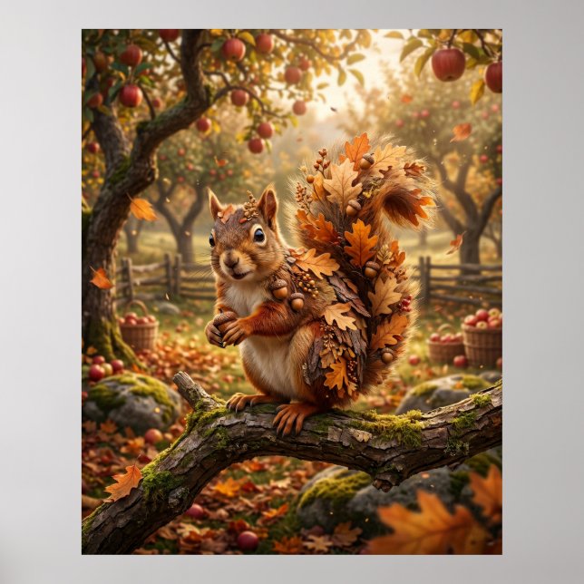 Eichel Eichhörnchen Herbsthain Poster (Vorne)
