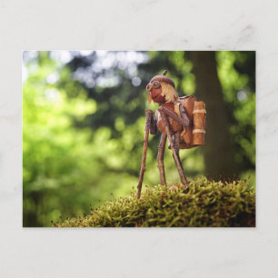 Eichel-Elf beim Wandern im Wald - Postkarte